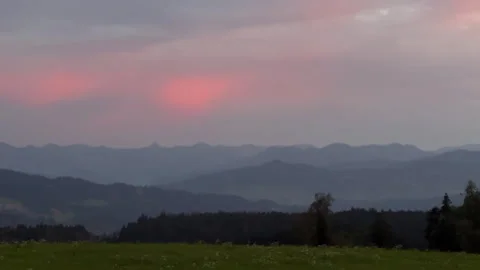 Hazy Mountain Dawn Landscape (Note: Video interface visible) Stock Footage 310326615