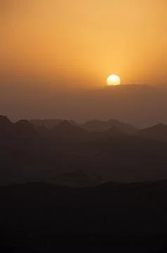 Hazy Mountain Sunset Stock Photos