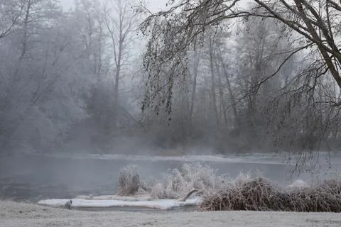 Hazy river view. Stock Photos