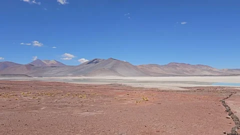 Hazy Salt Flat and Distant Mountains, Piedras Rojas, Atacama, Chile 8K Video stock 331540595