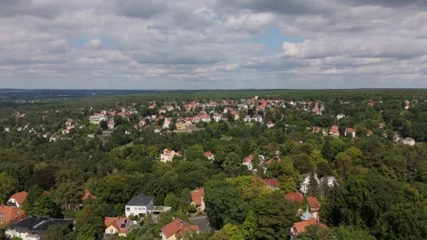 Hazy Suburb Panorama and Distant Hills Aerial Dresden 動画素材 337848259