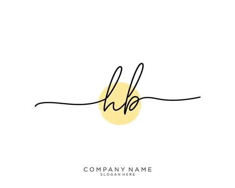 HB Initial handwriting logo design Stock Illustration