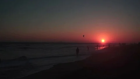 HB pier sunset beach view Stock Footage 92217074