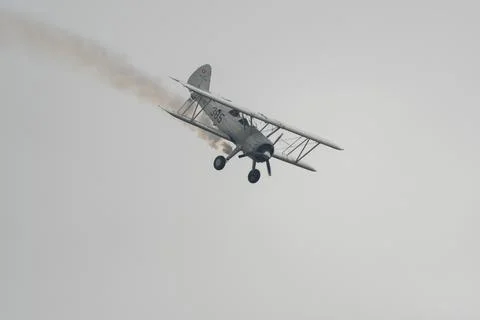 HB-RBG Boeing E-75 Stearman aircraft in Speck-Fehraltorf in Switzerland Stock Photos