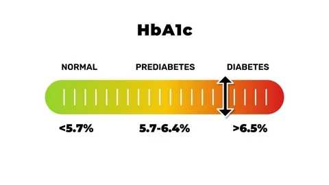 HbA1c Diabetes Level Indicator Scale, Medical HbA1c Prediabetes Health Info 库存影片 314103284