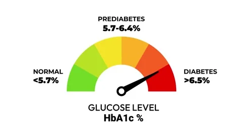 HbA1c Glucose Level Meter Animation, Diabetes Risk Gauge Medical Info Graphic Video stock 314103348