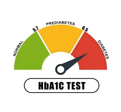 HbA1c Test Gauge Showing Normal, Prediabetes and Diabetes Blood Sugar Levels Stock Illustration