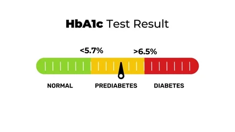 HbA1c Test Result Animation, Blood Sugar Level Indicator Health Infographic Stock Footage 314103384