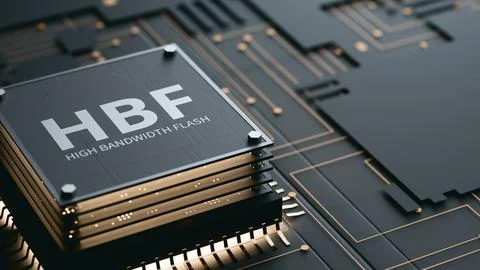 HBF High Bandwidth Flash Chip with Copy Space. 3d render Stock Illustration
