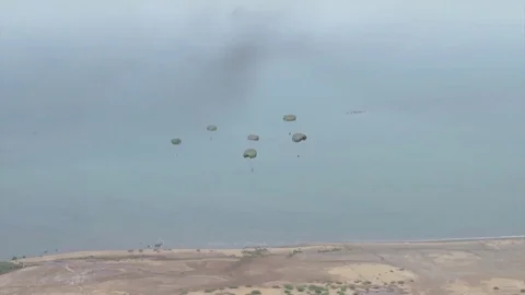 HC-130P King aircrew perform a static line jump Stock Footage 75985155
