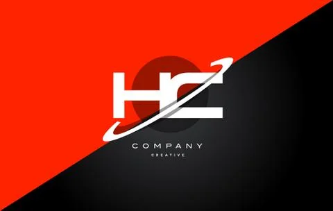 Hc h c  red black technology alphabet company letter logo icon Stock Illustration