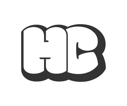 HC logo, bubble comic lettering, rounded in graffiti style black and white .. Stock Illustration