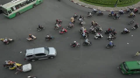 HCMC Traffic at Intersection Stock Footage 11023643