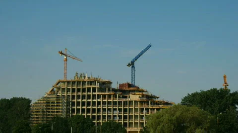 HD 1080 - Construction cranes, timelapse Stock Footage 778542