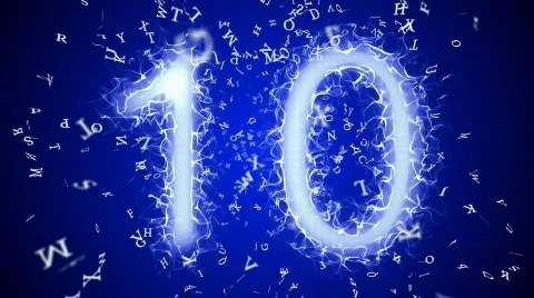 HD 1080 - Countdown. Energy of digits (blue) Stock Footage 646006