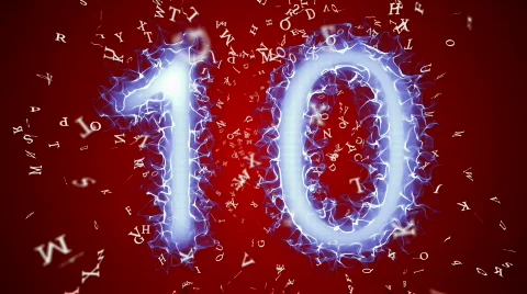 HD 1080 - Countdown. Energy of digits (red) Stock Footage 646011