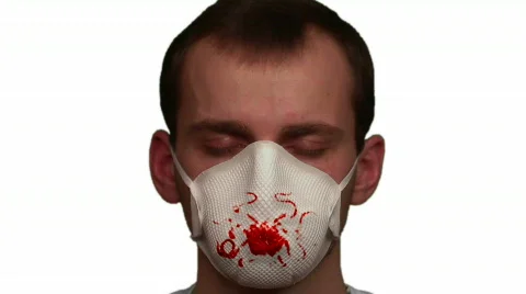 HD 1080 - Infected men in a mask (red virus) Video stock 643853