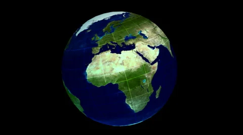 HD 1080 Loop : 3D Rotating Globe with Wireframe Earth  Stock Footage 1128954