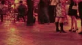HD 1080p - anonymous crowd gathering at night outdoor cafe bar HD Footage