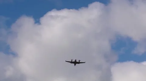 HD 2 Engine Executive Propeller Plane Flies Overhead 2 w audio Stock Footage 990428