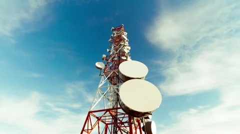 HD 25p Broadcast tower, communication antenna timelapse, ultra wide angle Stock Footage 61780496