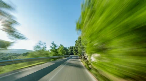 HD 25p Hyperlapse sunny day drive pov mountain road countryside Stock Footage 61484385