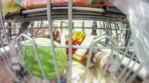 HD 30p At the grocery store behind the cart time lapse Stock Footage