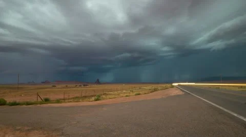 HD 30p wide Powerful Monsoon Lightning storm over Kayenta Arizona Stock Footage