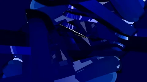 HD 3D Abstract Blue Flowing Shapes Loop Stock Footage 5914569