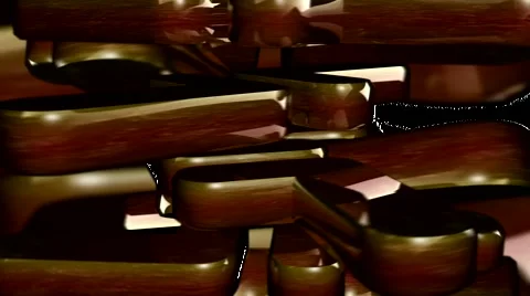 HD 3D Abstract Bronze Rotating Shapes Loop Stock Footage 5909176