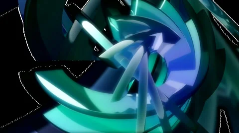 HD 3D Abstract Funky Aqua Spirals Loop Stock Footage 5916179