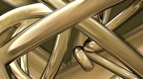 HD 3D Abstract Gold Loop Stock Footage 5944169