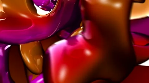 HD 3D Abstract Loop Red Pulsing Gel Blobs Stock Footage 5946279