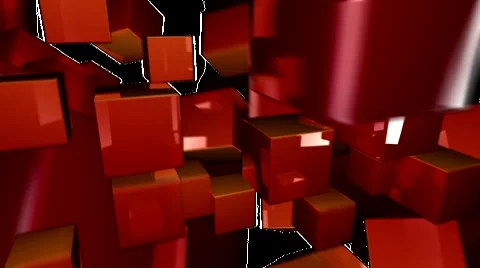 HD 3D Abstract Red Cube Loop Stock Footage 5930672