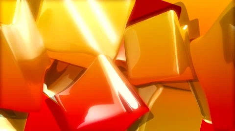 HD 3D Abstract Red Orange Rotating Shapes Loop Stock Footage 5924843