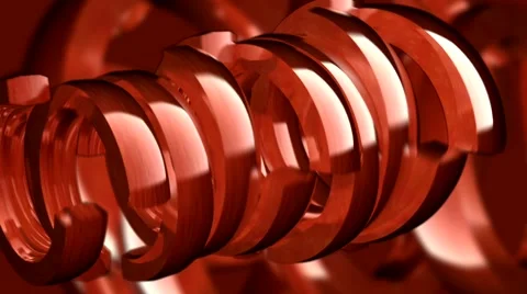 HD 3D Abstract Red Rotating Horeshoes Loop Vídeo Stock 5944224