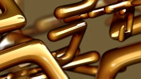 HD 3D Abstract Rotating Bronze Shapes Loop Видео 5905289