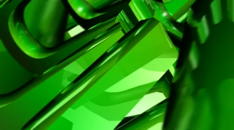 HD 3D Abstract Rotating Green U's Loop Video stock 5907195