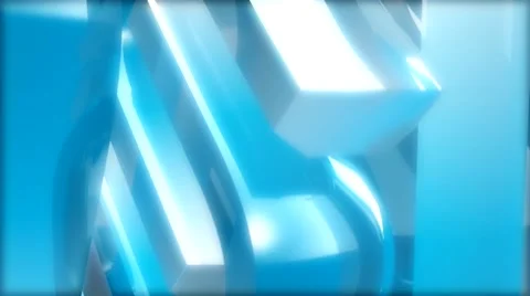 HD 3D Abstract Rotating Metallic Blue Loop Stock Footage 5921532