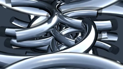 HD 3D Abstract Silver Rotating Coils Loop Stock Footage 5920503