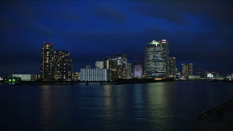 HD 60Fps Building Sumida-River 01 Night-view Tokyo Japan Stock Footage