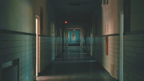 HD 60p Slow Motion - Closed School Empty Locker Hallway Stock Footage