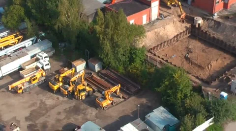 HD - Aerial view. Logging, construction machinery Stock Footage 884810