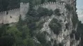 HD Aerial View of San Marino, Guaita Tower, Morning Fog, Castle, Old Town Hall HD Footage