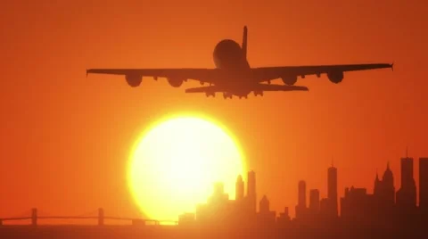 HD - Airplane Sunset Stock Footage 21317603