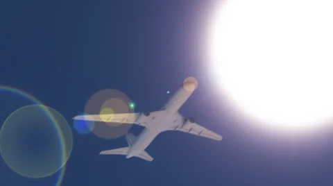 HD - Airplane under sun Stock Footage 32217692