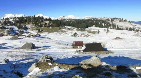 HD: Alpine Dairy Settlement in Winter Stock Footage 10306919