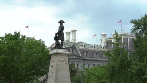 HD | American Statue with American Flags Stock Footage 77070655