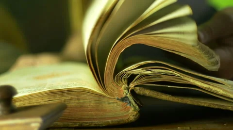 HD Ancient Book Hand Flipping Pages Macro 動画素材 45898699