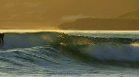 HD Beach Sunset and Surfer Video stock 420633